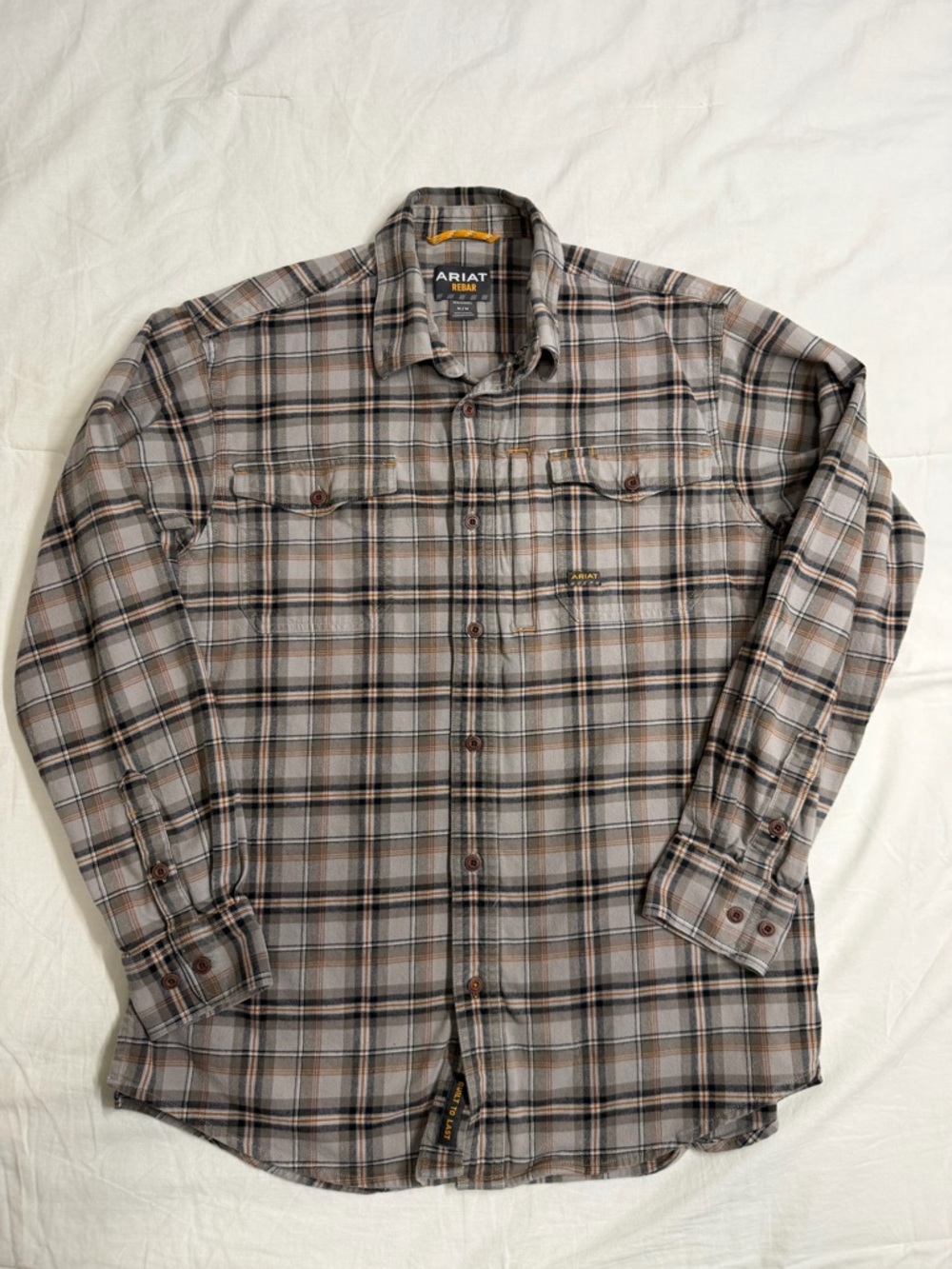 Ariat Rebar Plaid Work Shirt Mens Medium Built To Last Utility